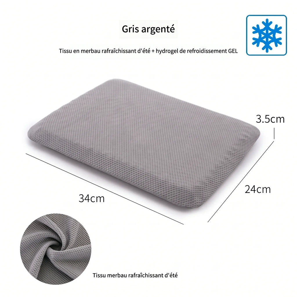 Coussin en gel Calmyo, housse gris argenté