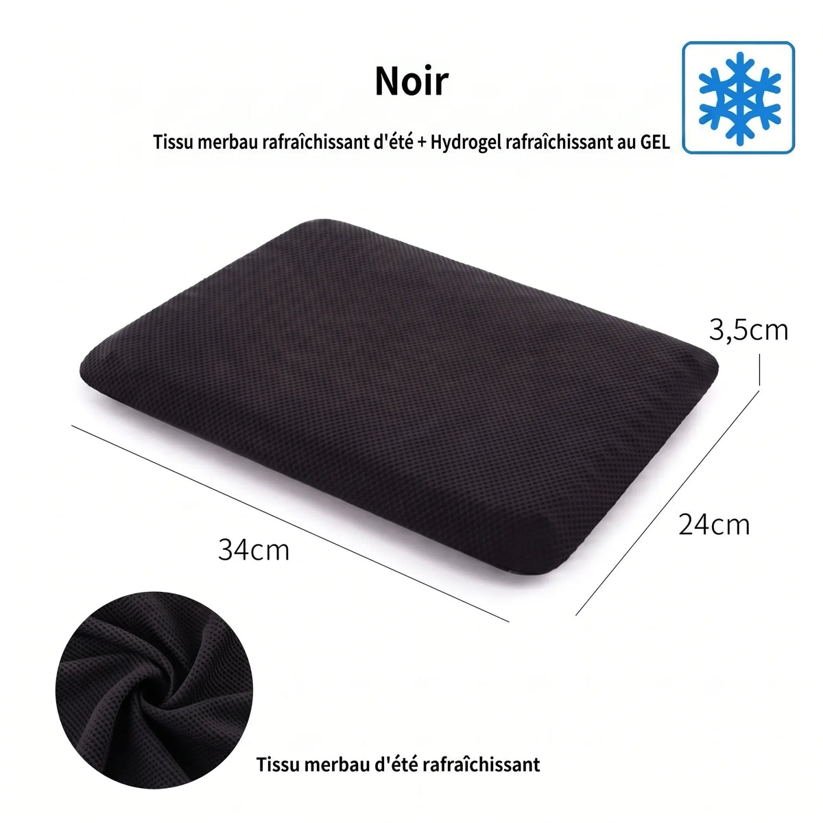 Coussin en gel Calmyo, housse bleu ciel